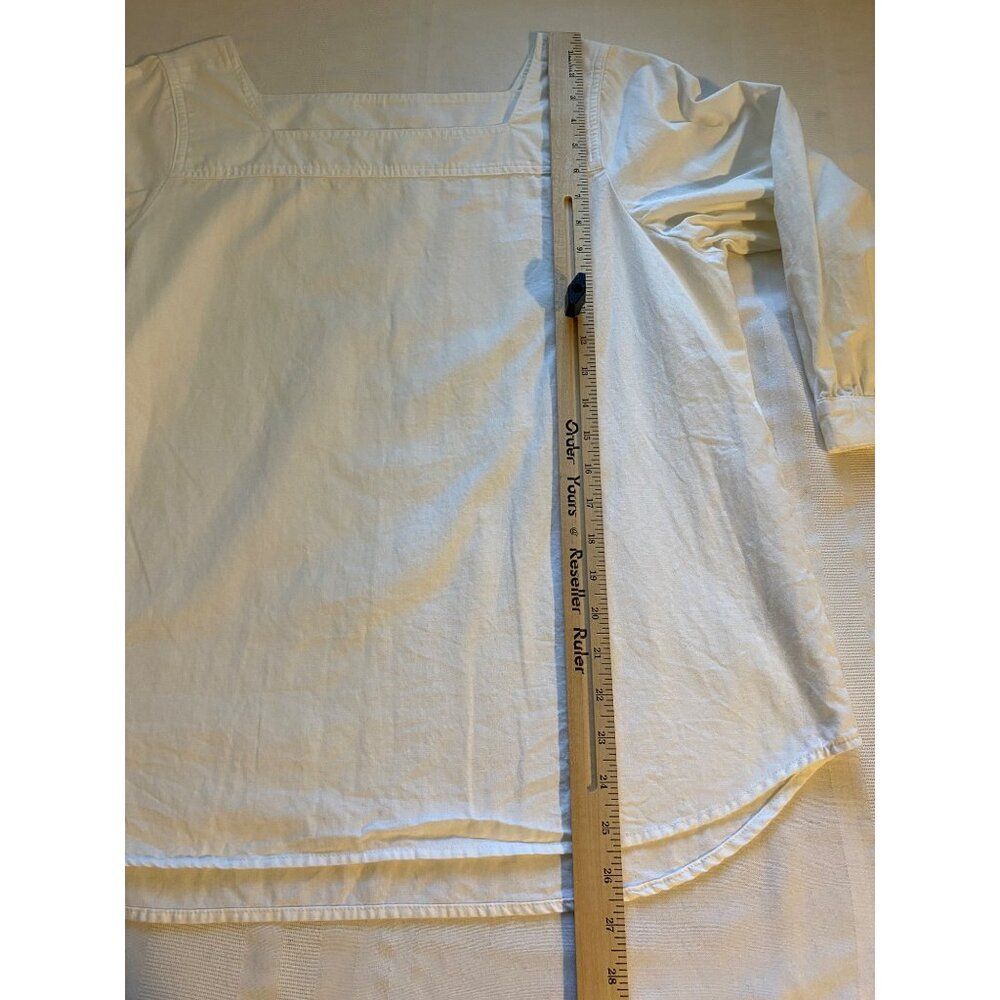 Time & Tru Women White Tunic Linen Blend Square Neck M Beach Coastal Grandma - Picture 7 of 12